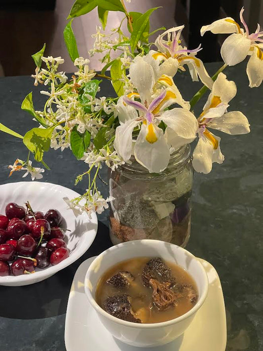 Sea Cucumber, Morel Mushroom Stewed Pork Meat 海參羊肚菌燉瘦肉湯