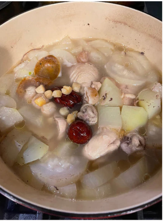 Zucchini Papaya Lily Chicken Soup