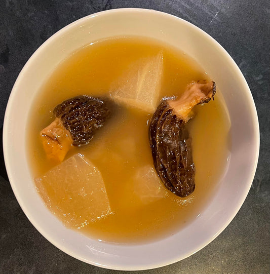 Chinese Winter Melon Morel Mushroom Chicken Soup 羊肚菌東瓜雞湯