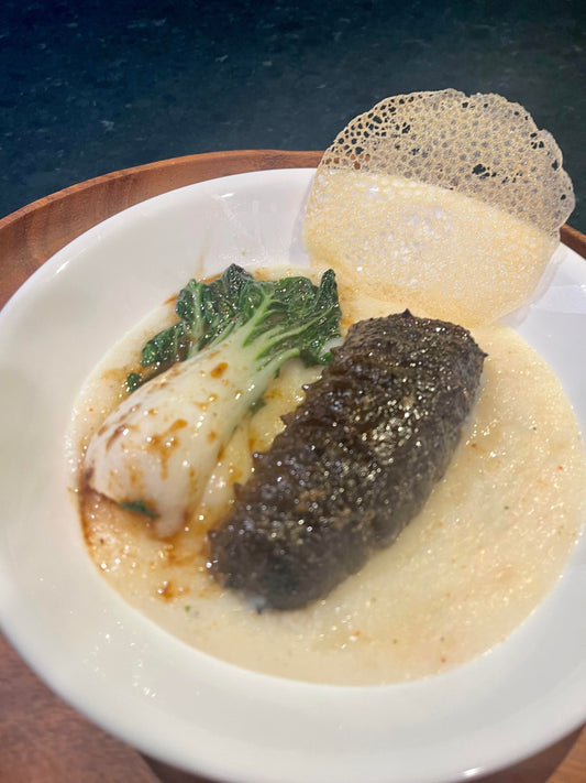 Tororo with Sautéed Sea Cucumber. (Grated Japanese Mountain Yam)  鮮淮山蓉燴刺參