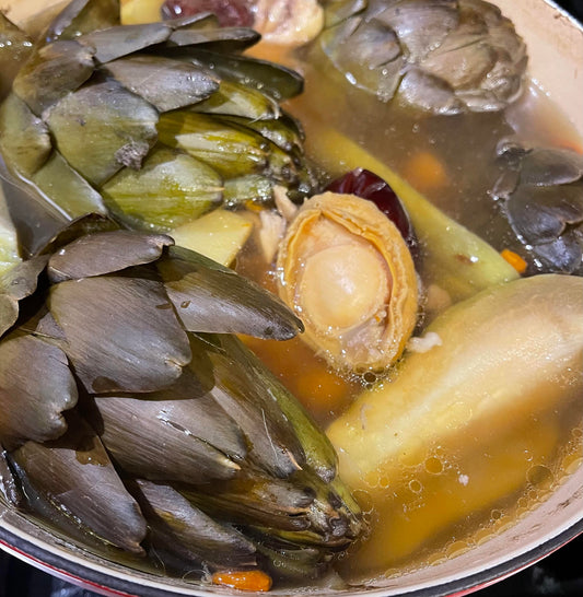 Artichoke, Gassho Melon Abalone Soup Chicken Soup Benefit