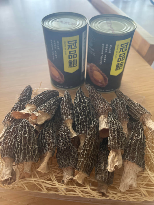 Canned Abalone with Braised Sauce and Morel Mushroom Gift Set 冠品鮑罐頭鮑魚（紅燒鮑汁） 羊肚菌禮盒