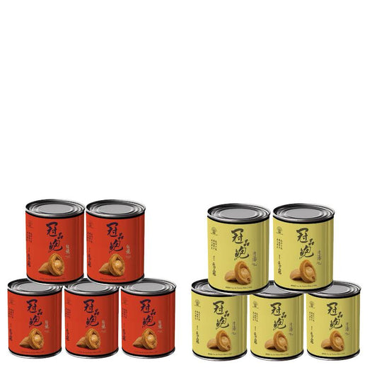 Canned Abalone In Braised Sauce and Abalone In Clear Broth ( Set of 10 Cans, 5 Cans Each )6 Units Per Can 六頭 Free Shipping USA